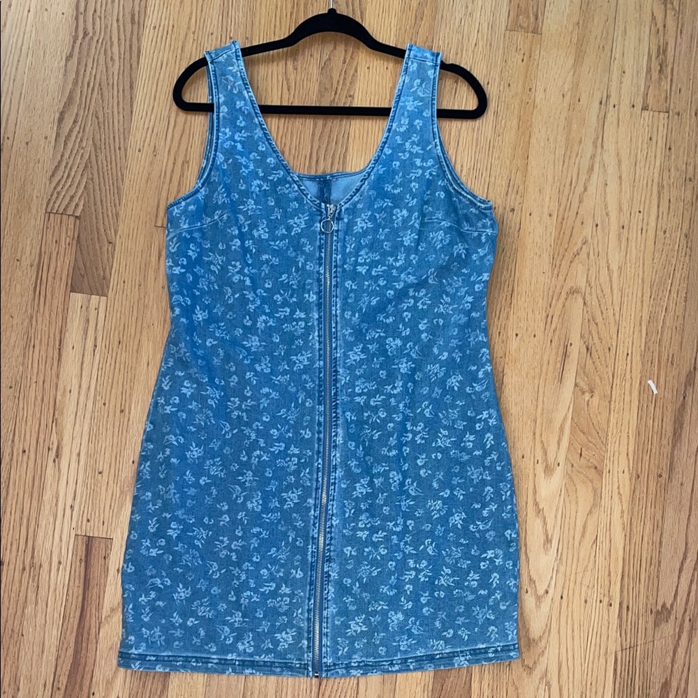 Blue Floral Denim Dress